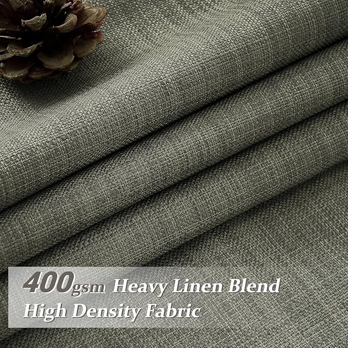100% Blackout Greenish Gray Curtains 90 Inches Long - Image 2