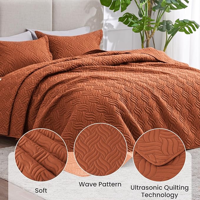 Love's cabin Quilts for Queen Bed Umber Bedspreads Bedding Set - Image 4