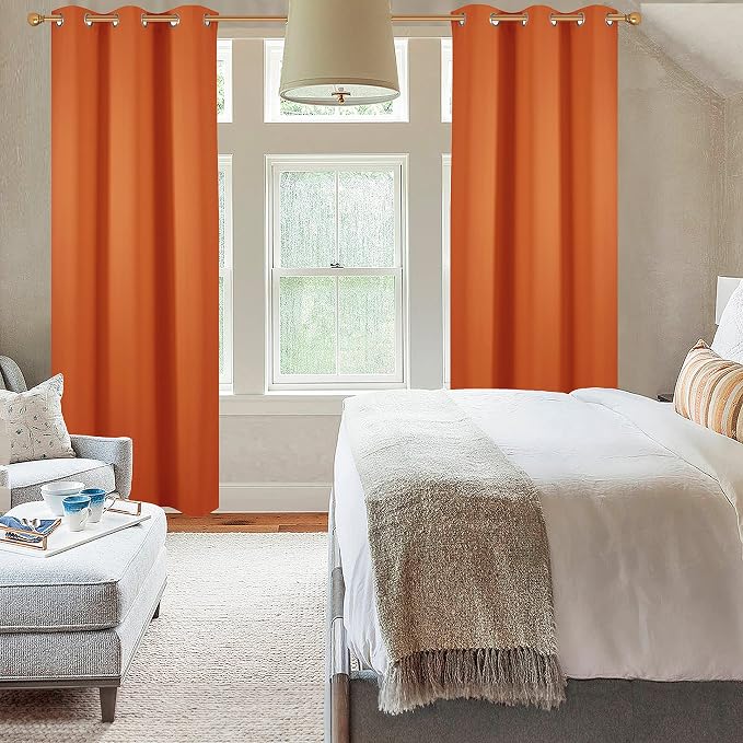 Diraysid Orange Grommet Blackout Curtains - Image 6
