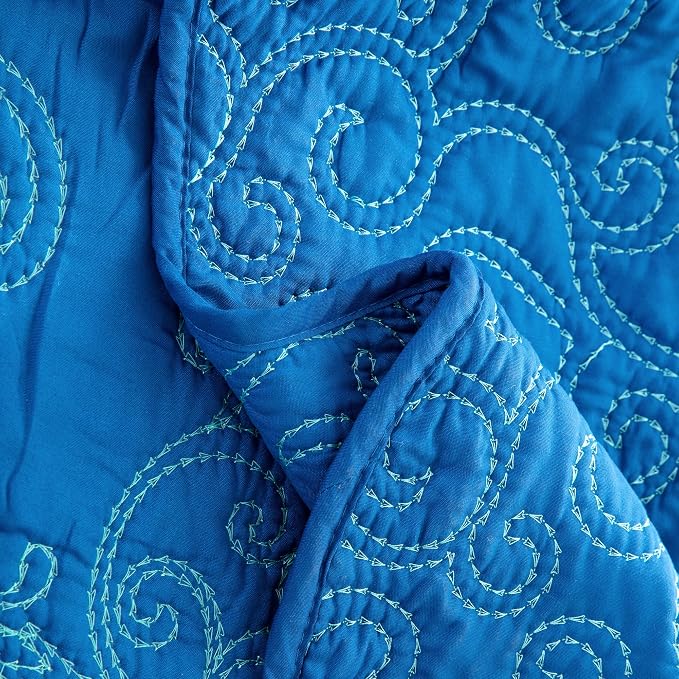 Home Soft Things Damask 4 Piece Bedspread Set, Scalloped Edge Reversible - Image 5