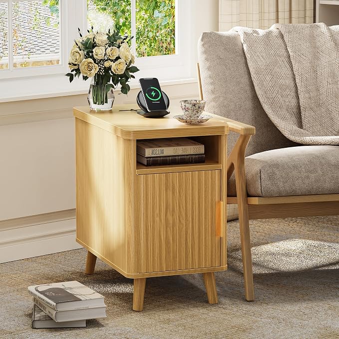 Huuger Narrow Nightstand with Charging Station, USB-C Port | Set of 2 Night - Image 9