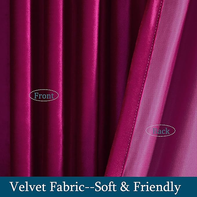 PRIMROSE Hot Pink Velvet Curtains 102 inch Long - Image 4