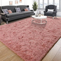 Blush Pink Area Rugs for Living Room Girls Bedroom, 5x8 Fluffy Shaggy Dusty by Tepook