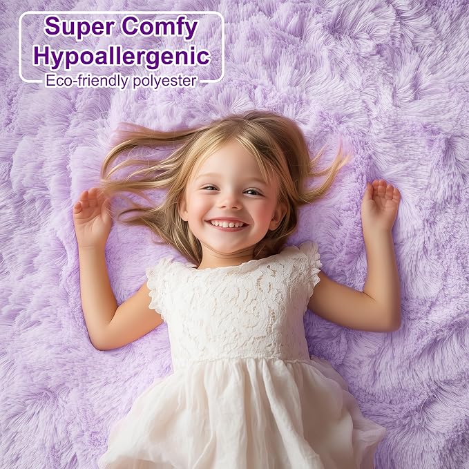 Soft Purple 5' x 8' Rugs for Bedroom Girls, Fluffy Living Room Rugs, Bedside - Image 2