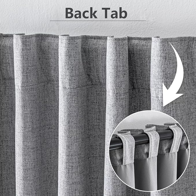 100% Blackout Curtains 84 inch Length 1 Panel Faux Linen Long Drapes - Image 2