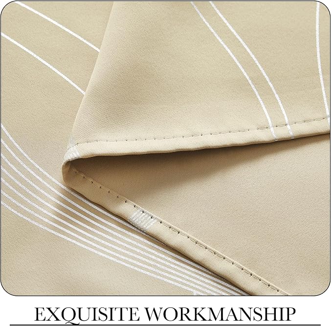 NICETOWN Wave Line Foil Print Curtains 52 x 84 Inch, Biscotti Beige | - Image 7