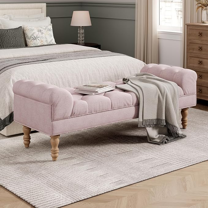 Christopher Knight Home Teaki Mid-Century Modern Upholstered Ottoman Bench by ChristopherKnightHome