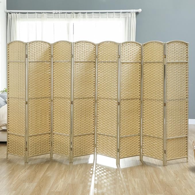 HOMCOM Room Divider 8 Panel Folding Privacy Screen 5.6' Tall Beige | - Image 8
