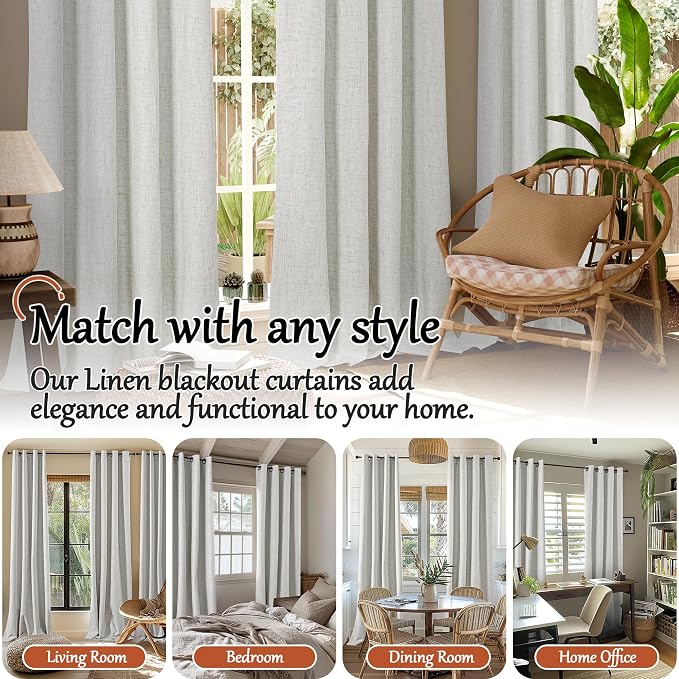 Linen Blackout Curtains for Living Room - Image 7
