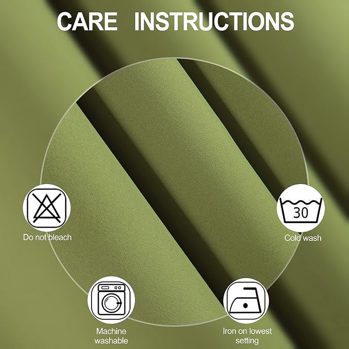 100% Blackout Curtains 52 x 72 Inch/Olive Green Curtains 2 Panels - Image 5