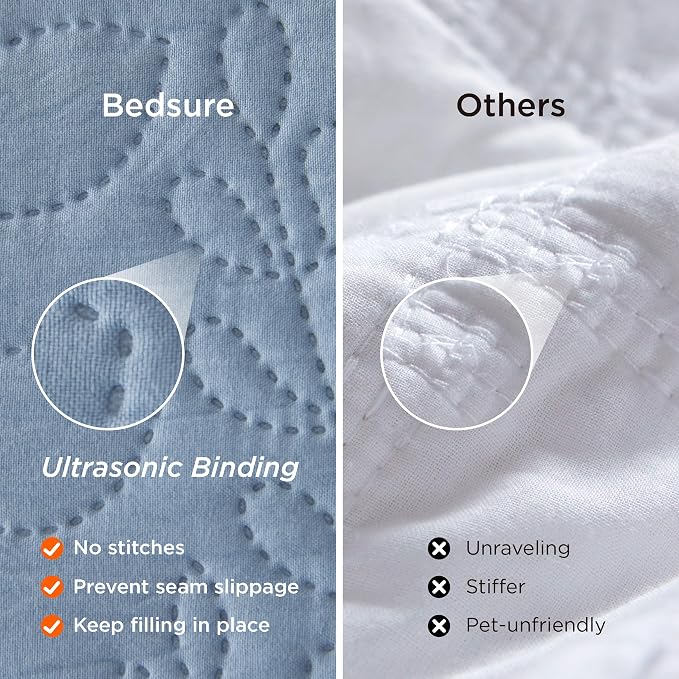 Bedsure King Size Quilt Bedspread, Thin Comforter, Stitch-Free Quilt-Tech - Image 4