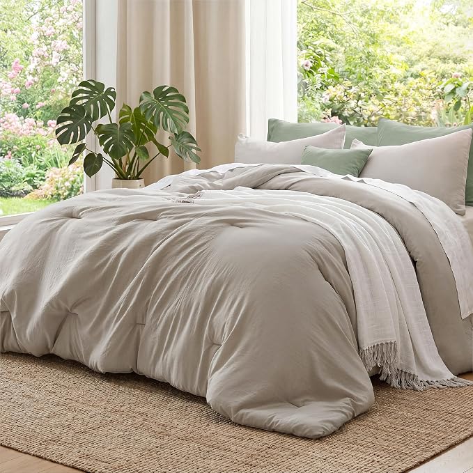 Bedsure King Comforter Set, Muted Linen Soft Prewashed Bedding by Unknown