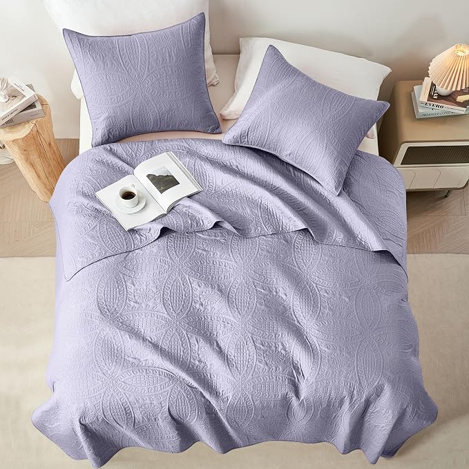 akkialla Lavender Full/Queen Quilt Set, Ultrasonic Lightweight Bedspread - Image 3