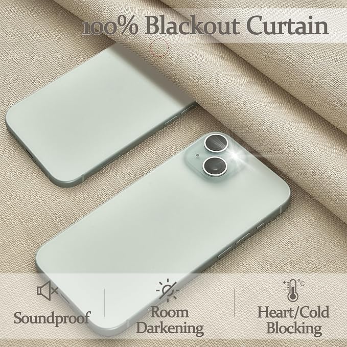 Natural Pleated 60 Inch Wide Bedroom Curtains 96 Inches Long 2 Panels Set - Image 5