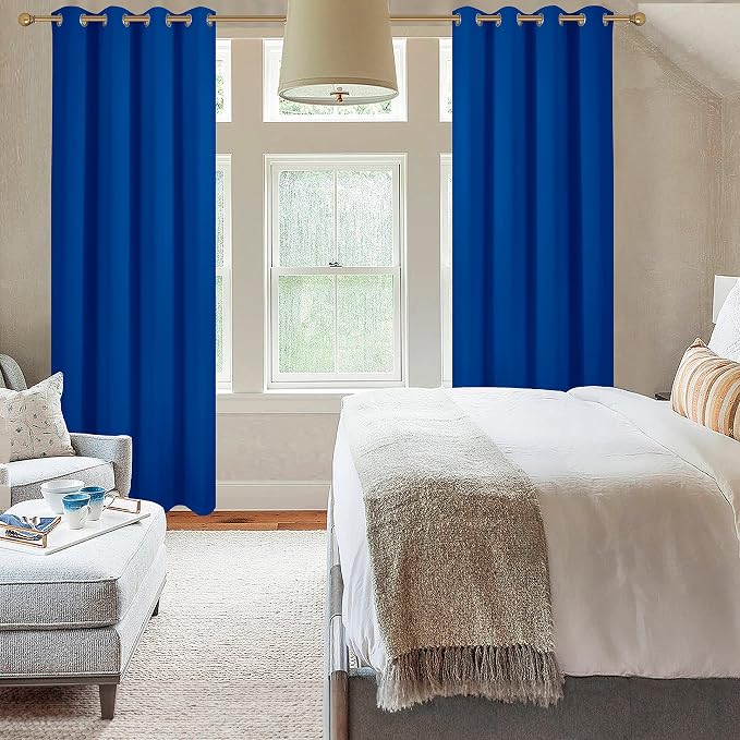 Diraysid Royal Blue Grommet Blackout Curtains - Image 4