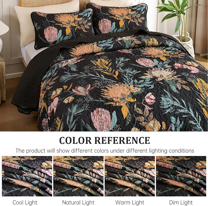 Dintszyayue Quilt King Size Black, Soft Microfiber Lightweight Farmhouse Bed - Image 8