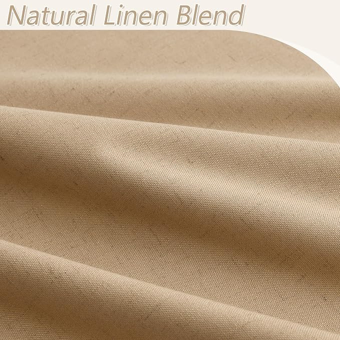Camel Brown 100% Blackout Linen Curtains 90 Inch Length 2 Panels Set - Image 3