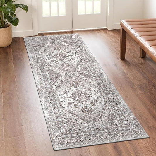 zesthome Runner Rug 2x5 - Stain Resistant Machine Washable Rug, Non Slip Vintage Hallway Runner Rugs, Low Pile Lightweight Runners for Kitchen, Entryway and Corridor