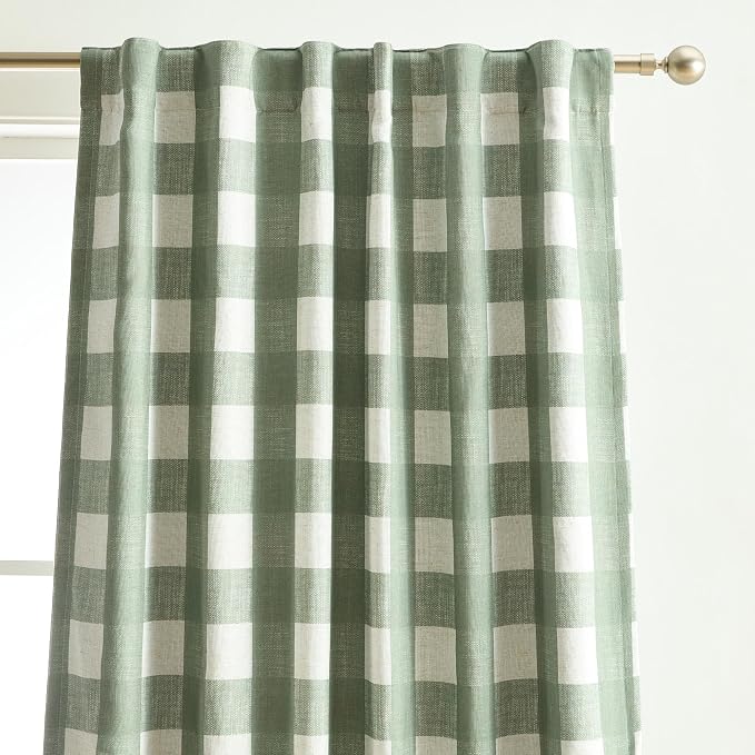 Grainger Rod Pocket Back Tab Window Curtain Panel, Sage Green - Image 2