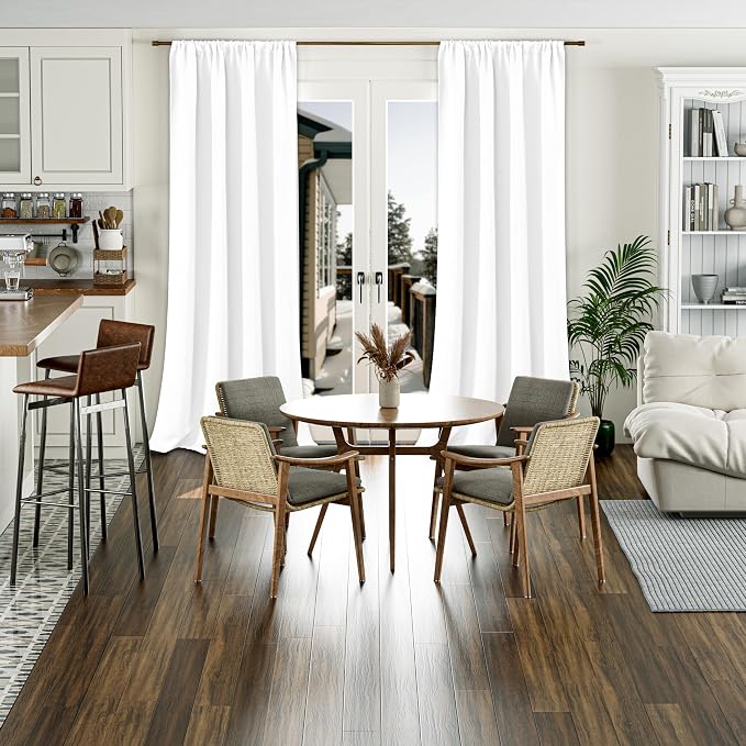 BGment White Blackout Curtains for Living Room 95 Inch Long 2 Panels | Thermal - Image 2