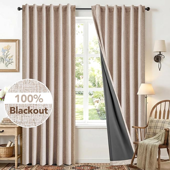 Deconovo Faux Linen 100% Blackout Curtains - Image 7