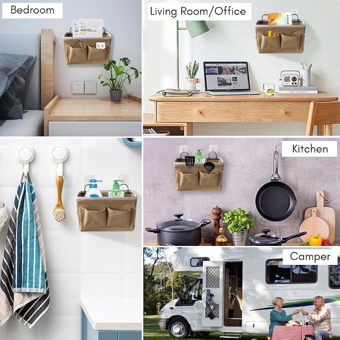 Kanrichu 2pcs Middle Wall Hanging Organizer Bag, Linen Fabric Door Hanging - Image 2