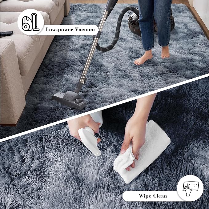 Mottled Grey 3x7 Area Rugs for Bedroom, Fluffy Rug Small Rug Bedside Carpet | - Image 6