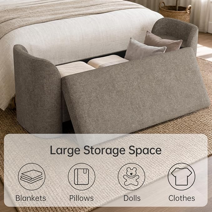 Usaint 58.3" Upholstered Storage Ottoman Bench - Image 5