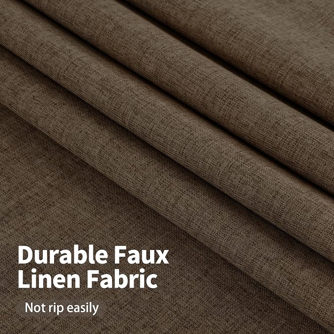 YoungsTex Brown Linen Blackout Curtains 63 Inches Long - Image 5