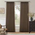 86 Inch Brown Pleated Linen Black Out Memory Trained Curtains by Twodrapes