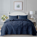 B2EVER Navy Blue Damask Quilt King Size Bedding Sets by B2EVER