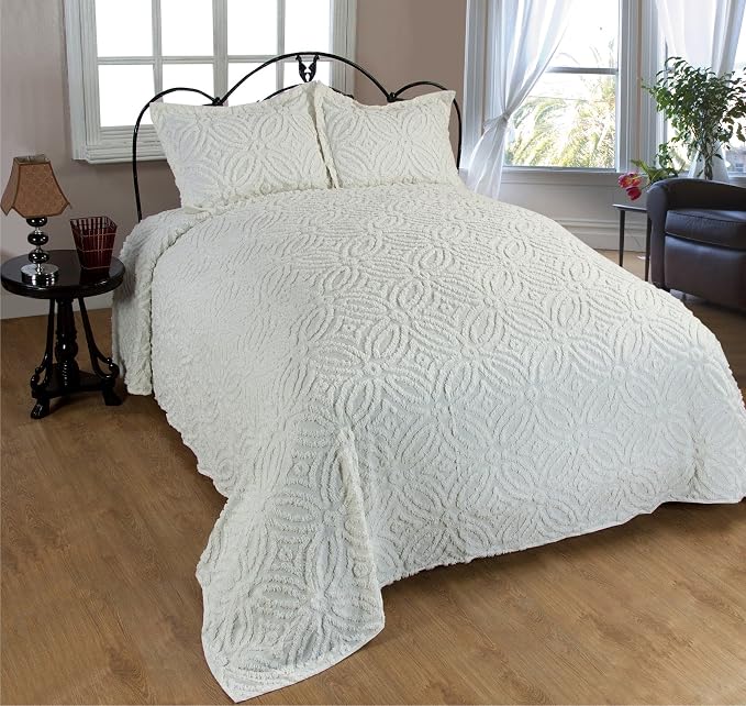 Beatrice Home Fashions Wedding Ring Standard Cotton Chenille Sham, Ivory | - Image 2