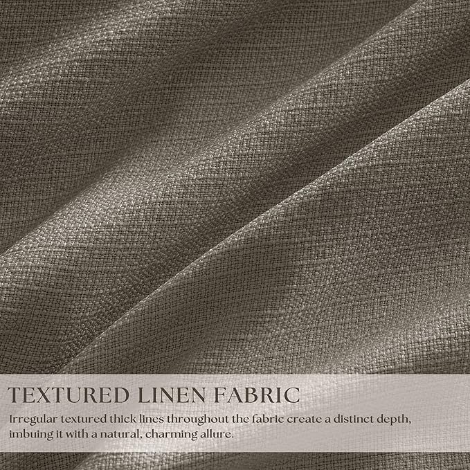 Taupe Grey Linen Blackout Pleated 105 Inch Curtains - Image 3