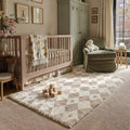 Beige 4x6 Area Rug for Kids Room Soft Fluffy Checkered Shag Carpet | Machine by PureCozy