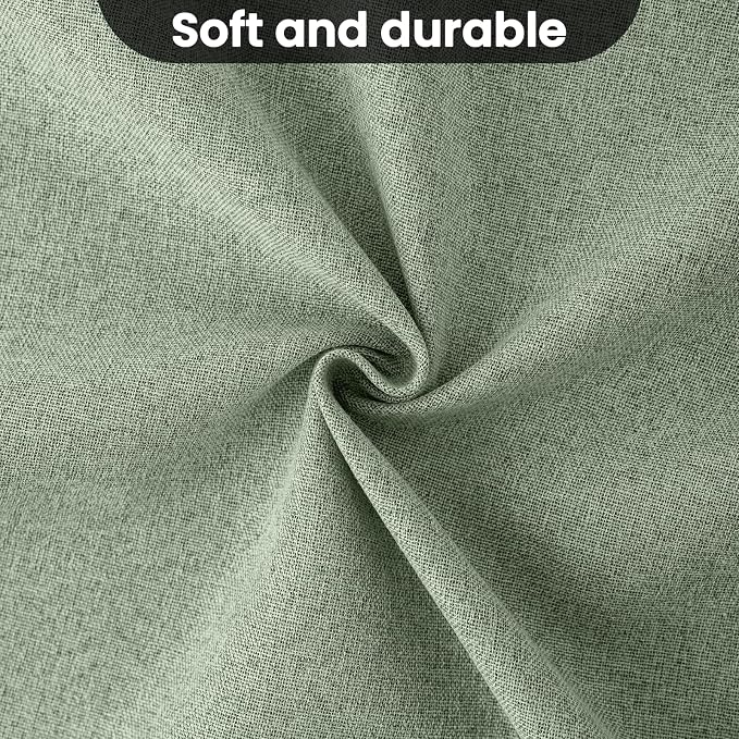 COSVIYA 100% Blackout Sage Green Linen Curtains & Drapes 96 Inch Length | Light - Image 7