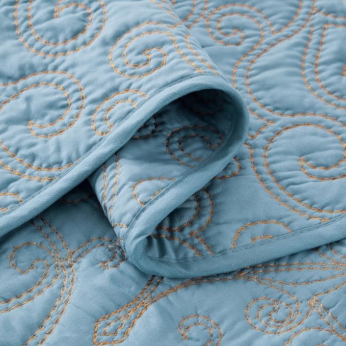 Home Soft Things Damask 4 Piece Bedspread Set, Scalloped Edge Reversible - Image 5
