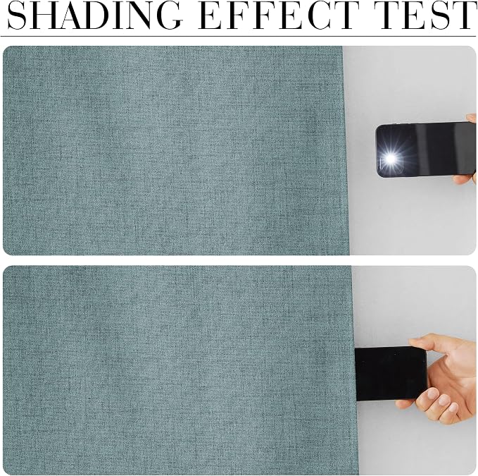 RYB HOME 100% Blackout Linen Textured Curtains 84 inches Long, Thermal - Image 4