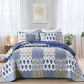 Mybedsoul Aqua Blue Quilt Set King Size, 3 Pieces Boho Plaid Bedspread Set | by Mybedsoul