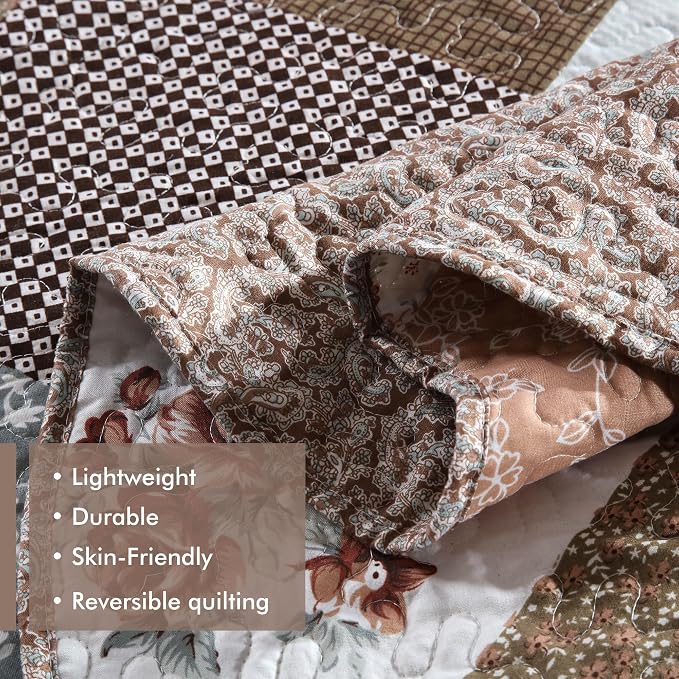 Etwel Lightweight Patchwork King Size Quilt Set - Image 4