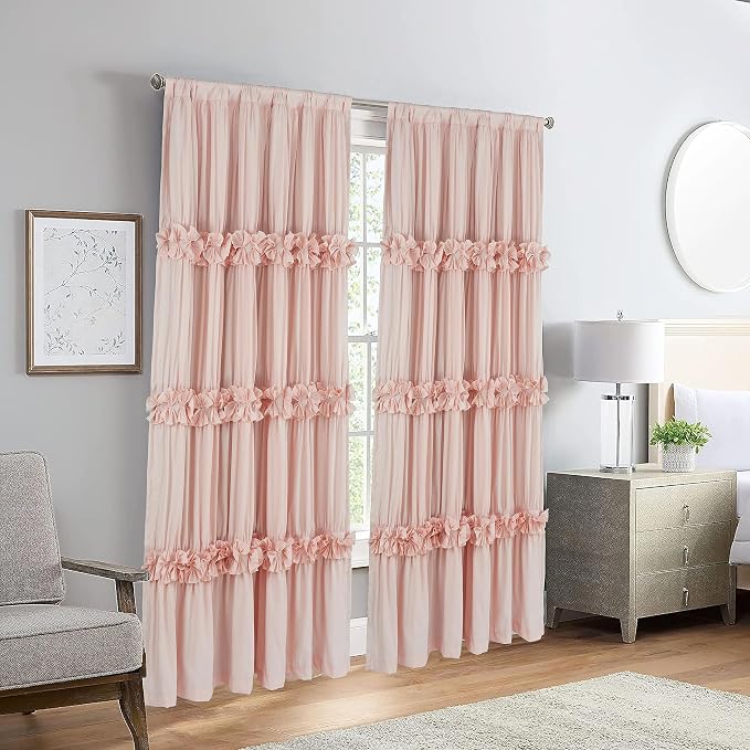 Thermal Insulated Window Curtains, Rustic Rod Pocket Drapes, Peach Pink - Image 7