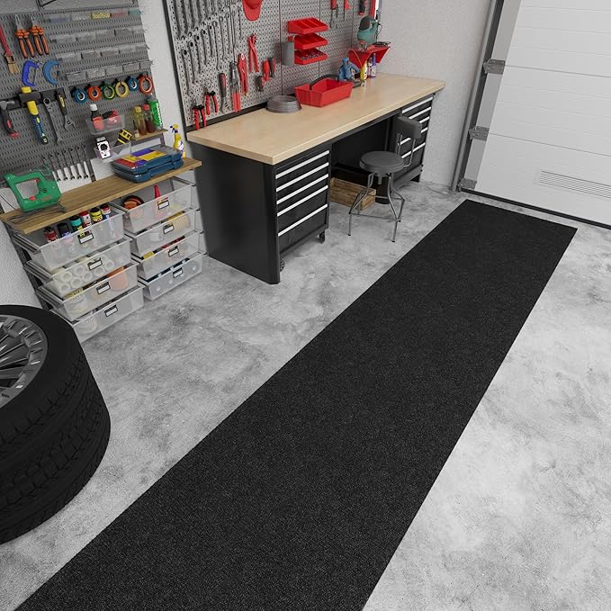 Ottomanson Commercial Scrape Rib Entry Mat – Heavy Duty Ribbed Floor Mat for High Traffic – Non Slip Rubber Back, Waterproof – Indoor Outdoor Use for Offices, Schools, Lobbies, 2' x 55', Black
