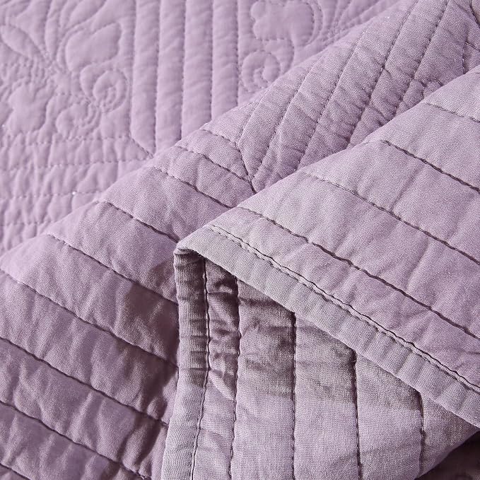 ROOMLIFE Quilt Set Full Size 3D Floral Embroidery Pattern 3-Piece Cotton - Image 8