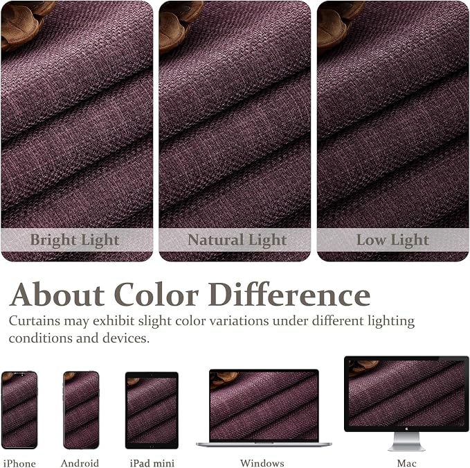 PleatedDrapes Purple Double Layer Linen Blackout Curtains 40 x 102 Inches Long - Image 10