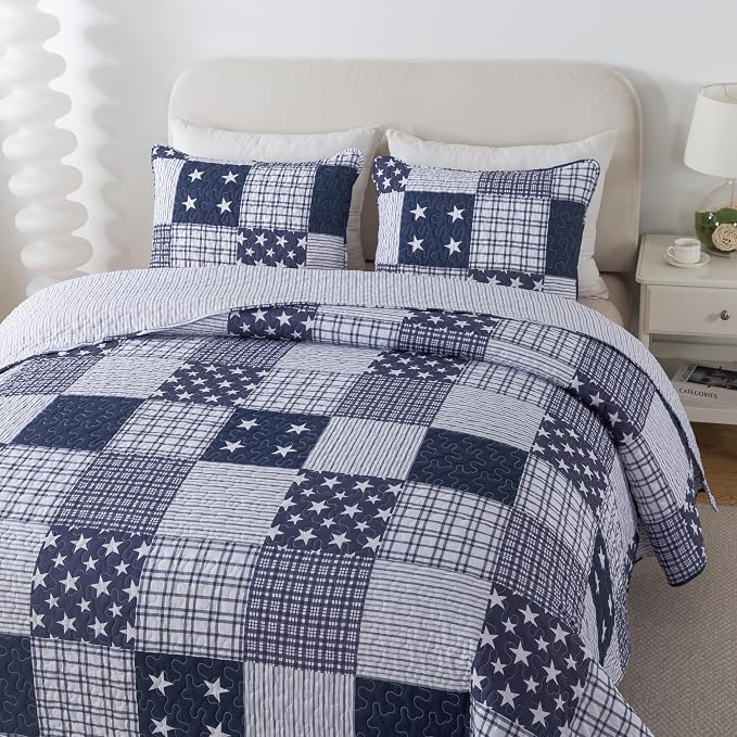SLPR - Americana Patriotic Quilt Set, Star Bedding, Twin - Image 4