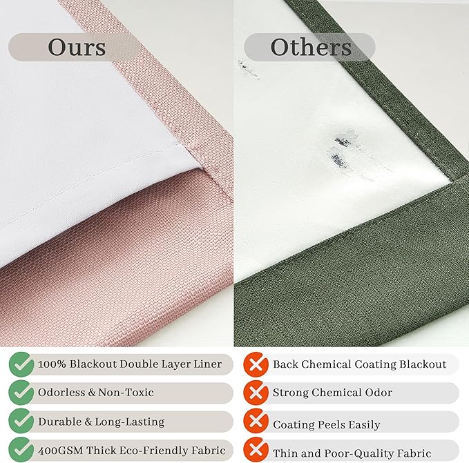 Elegant Blush Pink High Blackout High Ceiling Curtains 102 Inches Long - Image 5
