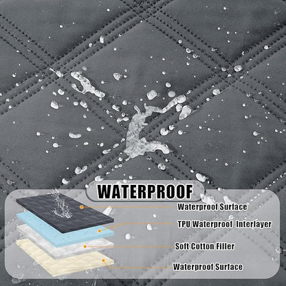 Smiry Waterproof Dog Bed Cover Blanket 40x80, Soft Reversible Pet Blanket, Washable Leakproof Cats Dogs Couch Cover for Sofa, Couch, Furniture, Lattice, Dark Grey/Beige