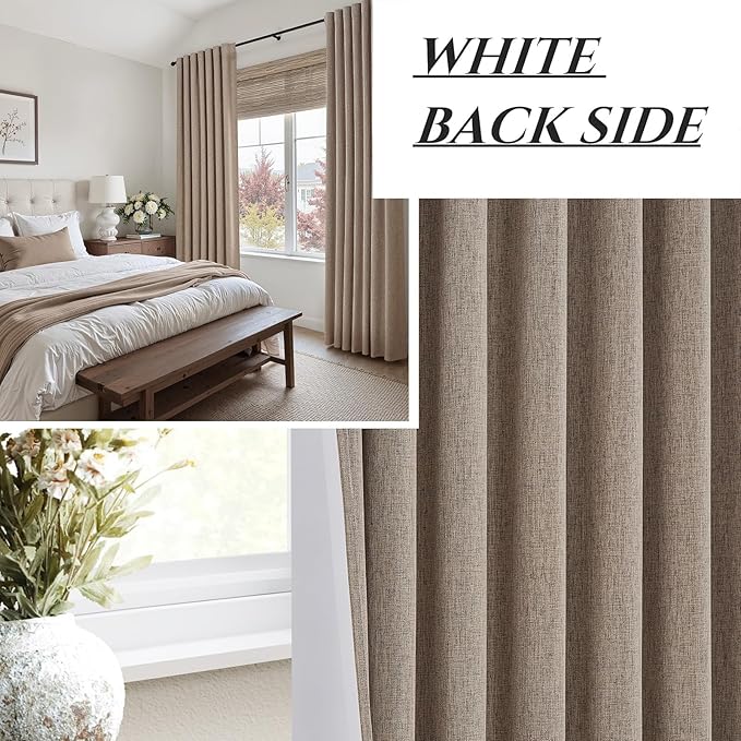 60 Inch Extra Wide Dark Flax Blackout 96 Inches Long Linen Dining Room/Bedroom - Image 6