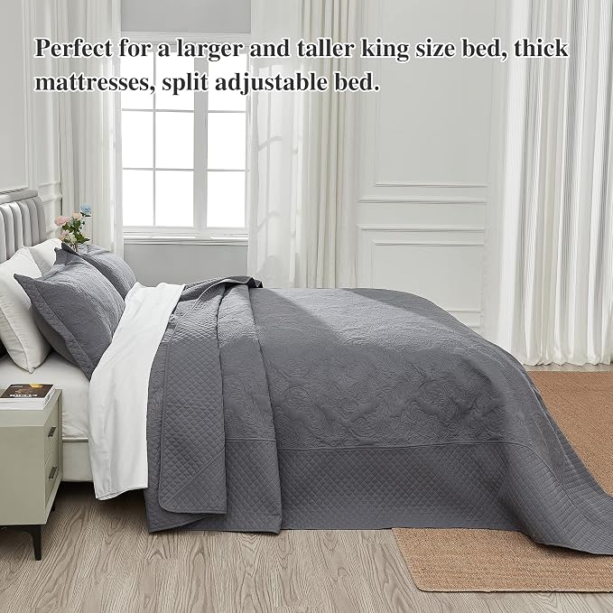 Oversized King Bedspreads 128x120, California King Quilt Sets, Extra Wide Large - Image 4