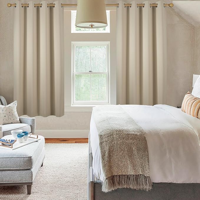 Diraysid Beige Grommet Blackout Curtains - Image 4