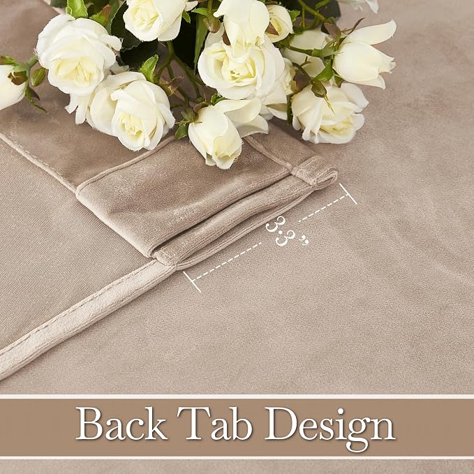 RYB HOME Velvet Curtains 108 inches Length, Back Tab & Rod Pocket Soft Fabric - Image 4